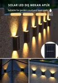 4 Ledli Solar Çift Taraflı Duvar Lambası Güneş Enerjili Aydınlatma Dekorasyon Aplik Işık thumbnail 1