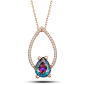 Gümüş Rose Mistik Topaz Taşlı Damla Kadın Kolye thumbnail 2