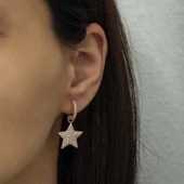 Gümüş Halka Yıldız Küpe thumbnail 3