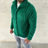 Erkek Pelüş Polar Hırka Gömlek – Yakalı, İlik Düğmeli, Göğüs Cepli, Yumuşak Dokulu Kışlık Regular Fit Rahat Günlük Model - 2