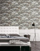 Taş Duvar Desenli Kendinden Yapışkanlı 3D Duvar Raf Kapı Kaplama Kağıdı 3 Metre 60 Cm thumbnail 1