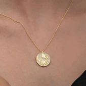 925 Ayar Gümüş Gold Fil Motifli Şans Kadın Kolye thumbnail 3