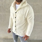 Erkek Pelüş Polar Hırka Gömlek – Yakalı, İlik Düğmeli, Göğüs Cepli, Yumuşak Dokulu Kışlık Regular Fit Rahat Günlük Model - 2