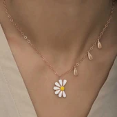 925 Ayar Gümüş Papatya Seviyor Sevmiyor Bayan Gümüş Kolye thumbnail 5
