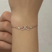 ​925 Ayar Gümüş Rose Kelebek Kadın Bileklik thumbnail 2