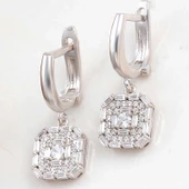 Gümüş Kare Zirkon Taşlı Kadın Küpe thumbnail 1