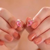 Gümüş Pembe Yunus Balığı Çocuk Küpesi thumbnail 2