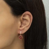 Gümüş Kırmızı Çiçek Küpe thumbnail 3