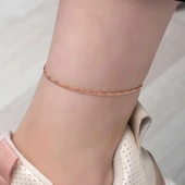 925 Ayar Gümüş Rose Kalemli Halhal thumbnail 1