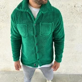 Erkek Pelüş Polar Hırka Gömlek – Yakalı, İlik Düğmeli, Göğüs Cepli, Yumuşak Dokulu Kışlık Regular Fit Rahat Günlük Model - 3