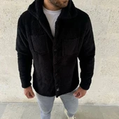 Erkek Pelüş Polar Hırka Gömlek – Yakalı, İlik Düğmeli, Göğüs Cepli, Yumuşak Dokulu Kışlık Regular Fit Rahat Günlük Model - 4