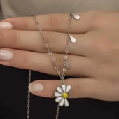 925 Ayar Gümüş Papatya Seviyor Sevmiyor Bayan Gümüş Kolye thumbnail 1