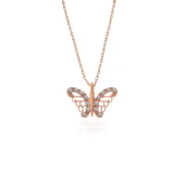 925 Ayar Gümüş Rose Kelebek Kadın Gümüş Kolye thumbnail 2