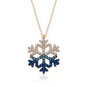 925 Ayar Gümüş Mavi Taşlı Kar Tanesi Kadın Gümüş Kolye thumbnail 1