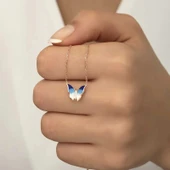 925 Ayar Gümüş Minimal Kelebek Bayan Gümüş Kolye thumbnail 5