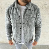 Erkek Pelüş Polar Hırka Gömlek – Yakalı, İlik Düğmeli, Göğüs Cepli, Yumuşak Dokulu Kışlık Regular Fit Rahat Günlük Model - 2