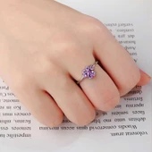 925 Ayar Gümüş Mor Kedi Patisi Yüzük thumbnail 2