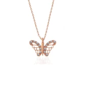 925 Ayar Gümüş Rose Kelebek Kadın Gümüş Kolye thumbnail 3