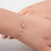 925 Ayar Gümüş Rose Çiçek Kadın Bileklik thumbnail 1