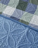 English Home Ornate Check Çift Taraflı Kadife Çift Kişilik Yatak Örtüsü Takımı 200x220 cm Koyu Mavi thumbnail 3