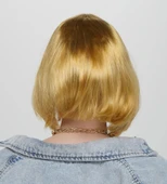 Altın Renk Düz Kesim Küt Parti Peruğu Kısa Takma Saç thumbnail 2