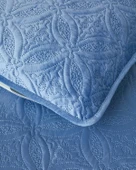 English Home Ornate Check Çift Taraflı Kadife Çift Kişilik Yatak Örtüsü Takımı 200x220 cm Koyu Mavi thumbnail 4