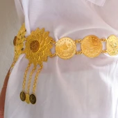 Altın Kaplama İmitasyon Çiçek Desenli Urfa Akıtma Kemer KMR-121 thumbnail 2