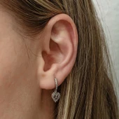 Gümüş Kalp Kurdele Sallantılı Kadın Küpe thumbnail 5