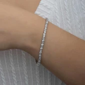 Gümüş Beyaz Taşlı Su Yolu Kadın Bileklik thumbnail 2