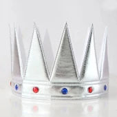 Gümüş Renk Eva Yumuşak Kral Kraliyet Tacı Yetişkin Çocuk Uyumlu 55 cm thumbnail 1