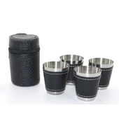 Deri Kılıflı 4'Lü Shot Bardak Seti - 1