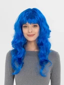 Mavi Renk Uzun Dalgalı Parti Peruğu thumbnail 1