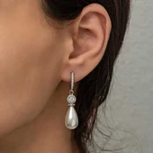 925 Ayar Gümüş Damla İnci Kadın Küpe thumbnail 5