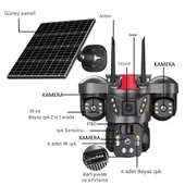O-Kam 7070 256GB 9MP Lens 3 Kamera UltraHD 4G Solar Akıllı Güvenlik Kamerası - 7