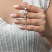 925 Ayar Gümüş Kalpli Su Yolu Kadın Bileklik thumbnail 2