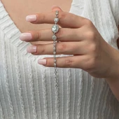 925 Ayar Gümüş Oval Su Yolu Kadın Bileklik thumbnail 2