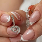 Gümüş Kalp Kurdele Sallantılı Kadın Küpe thumbnail 1