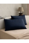 Manon %100 Pamuk Ranforce Düz 2'li Yastık Kılıfı Seti - Lacivert thumbnail 1