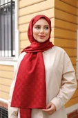 Dama Desen Şal Bordo thumbnail 5