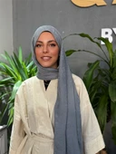 Yaprak Desen Şal Antrasit - 2