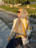 Etnik Desen Queen Şal Olive thumbnail 2