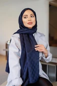 Dama Desen Şal Lacivert - 6