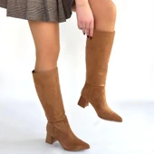 Roksa Taba Süet Topuklu Çizme thumbnail 5