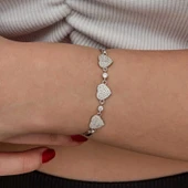 Gümüş Üçlü Kalp Kadın Bileklik thumbnail 1