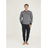 Kly Patlı Sıfır Yaka Jakarlı Penye Erkek Pijama Takım thumbnail 2