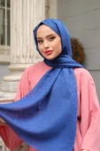 C Desen Şal Gece Mavi - 3