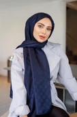 Dama Desen Şal Lacivert - 1