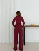 Balıkçı yaka örme takım bordo st265865 - 2