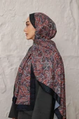 Etnik Desen Larisa Şal Kırmızı Siyah thumbnail 2