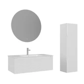 Orka Olbia 100 cm Mat Beyaz Banyo Dolabı Takımı ve Boy Dolabı thumbnail 1